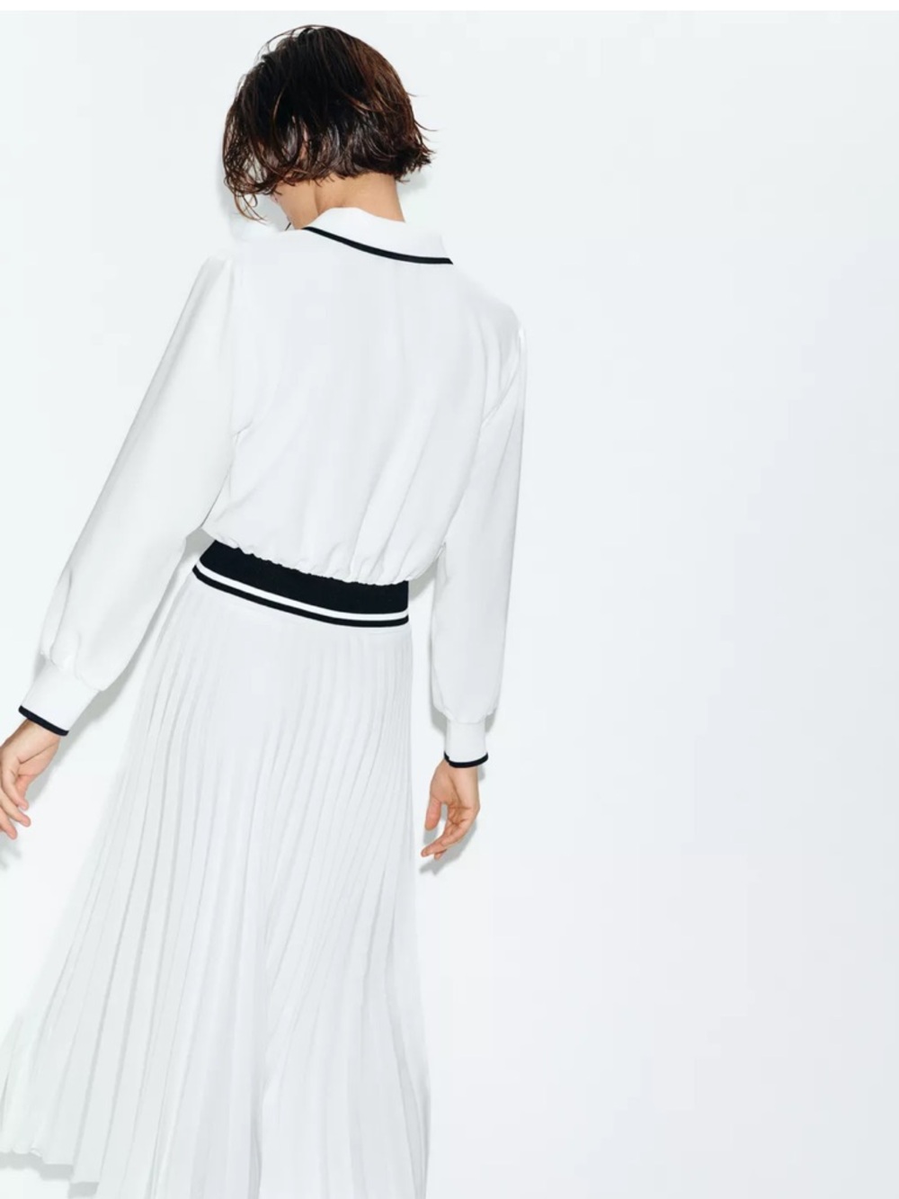 ZARA COMBINATION PLEATED MIDI DRESS - Picture 7 of 8
